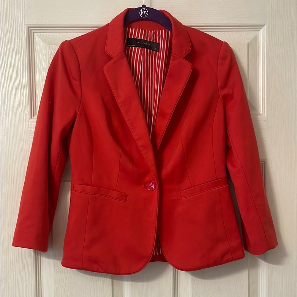 The Limited Red Tailored Blazer with Notched Lapels size Petite XS
